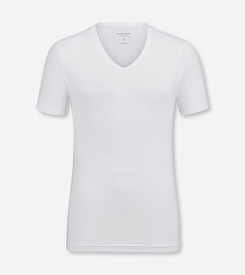Olymp T-Shirt Body Fit Level 5 WEISS V-Ausschnitt